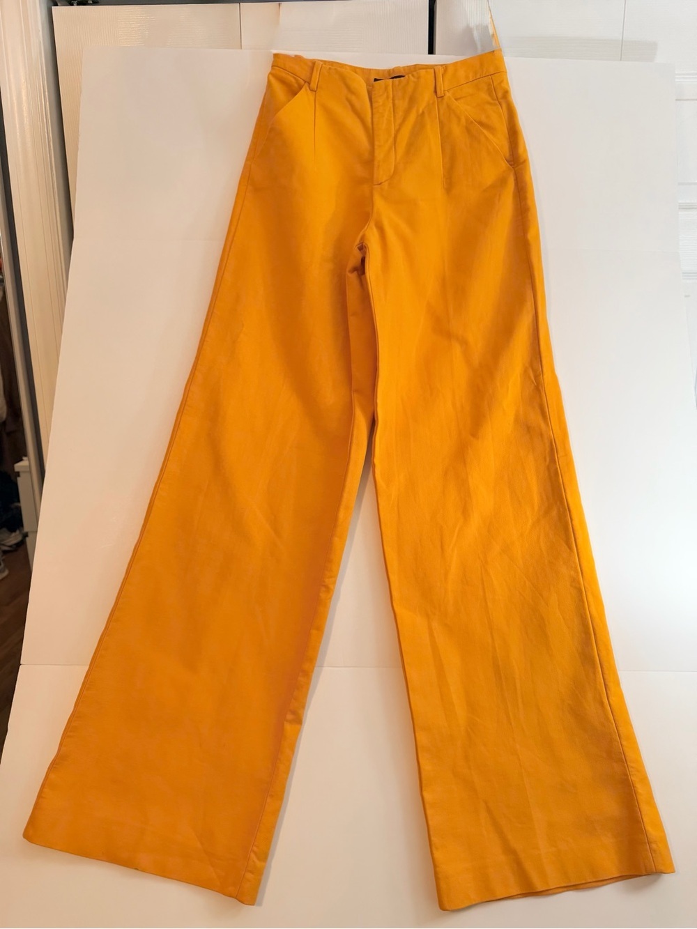 Zara 100% Cotton Wide-Leg Pants in Vibrant Golden Yellow - Size 6